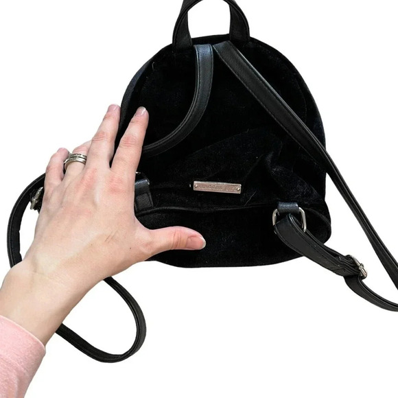 Madden Girl Black Velvet Mini Backpack - Picture 4 of 8